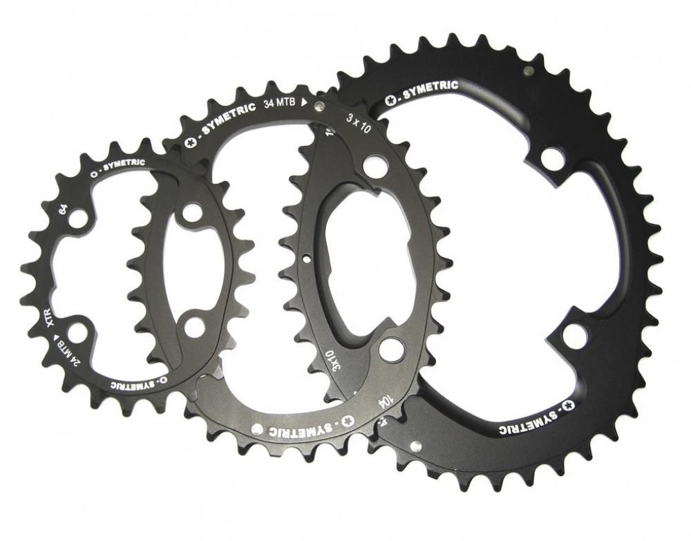 Stronglight Osymetric 3x10 MTB Kettenblatt Kit, schwarz, oval, 4-Arm, 42-34-24 Zähne.