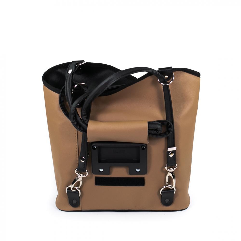 Haberland Lenkertasche Melanie hellbraun/schwarz beige - flexible Rucksack-Lenkertasche mit KLICKfix