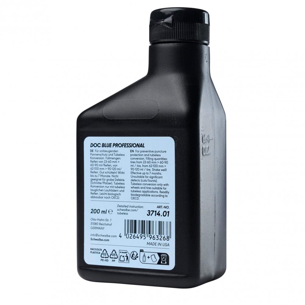 Schwalbe DOC BLUE Reifendichtmittel 200ml für Tubeless Konversion und Pannenschutz von Fahrradreifen.