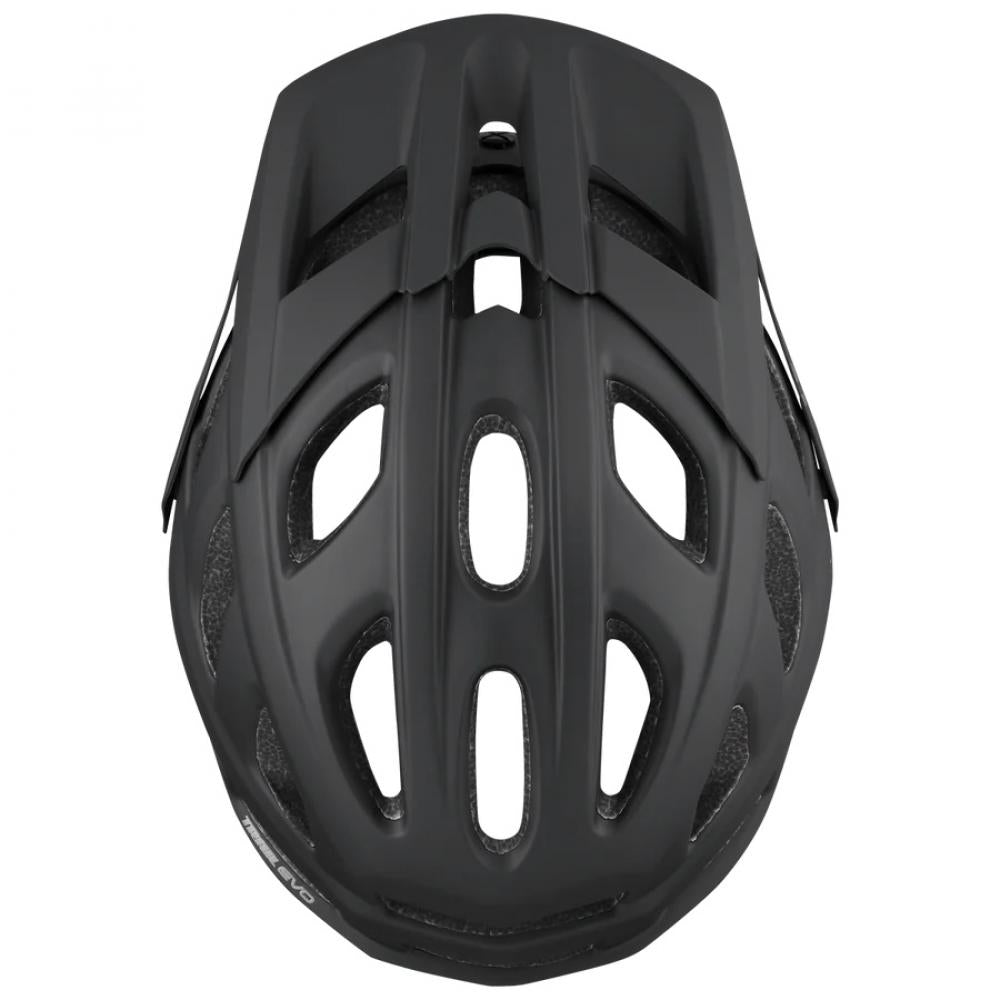 iXS Trail EVO Fahrradhelm schwarz S/M von oben gesehen.