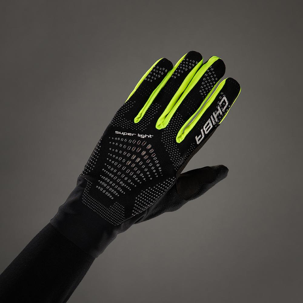 CHIBA Superlight - Radhandschuhe schwarz/neongelb, atmungsaktiv, leicht, Größe M