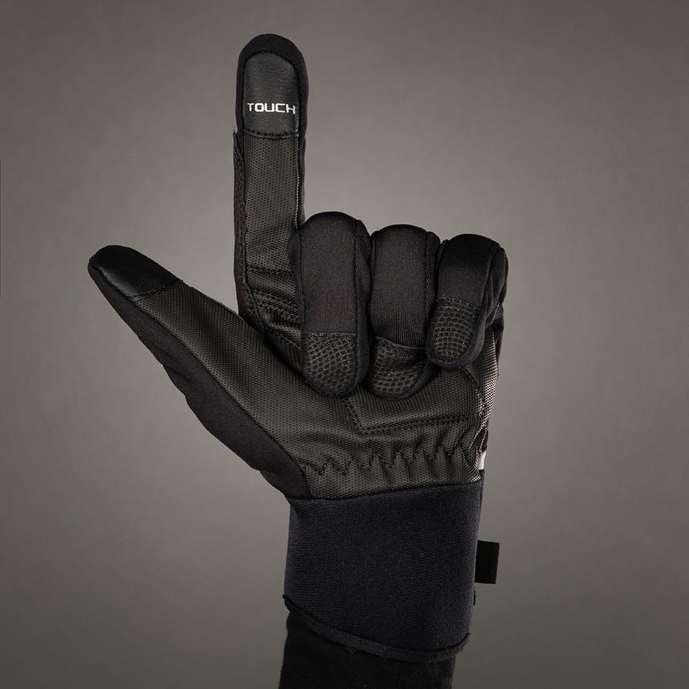 CHIBA Phantom - Radhandschuhe XS schwarz/schwarz, Softshell, winddicht, Touchfunktion