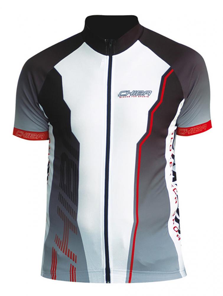 CHIBA Team Shirt - Radsport Shirt XL schwarz, atmungsaktiv, durchgehender Reißverschluss