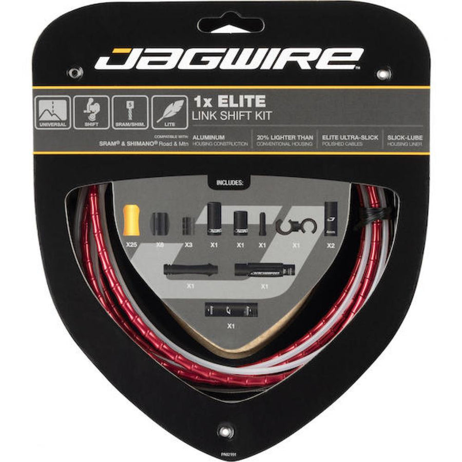 Jagwire Schaltzugset Road & Mountain Elite Link 1x Rot - Kompressionsfreie Schaltperformance