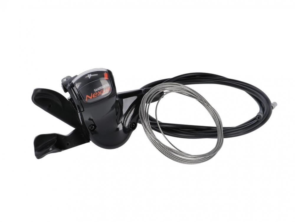 Shimano Nexus SL-7S50 7-Gang Nabenschaltungs-Schalthebel, schwarz, mit Schaltzug und Hülle.