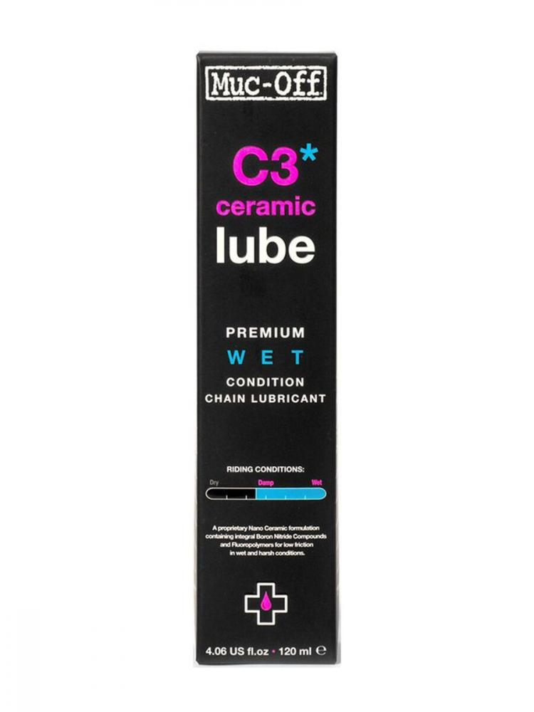 Muc-Off C3 Wet Ceramic Lube 120ml, Keramik-Kettenöl nass, pink, ideal für nasse Bedingungen, extrem langlebig, mit Pipettensystem