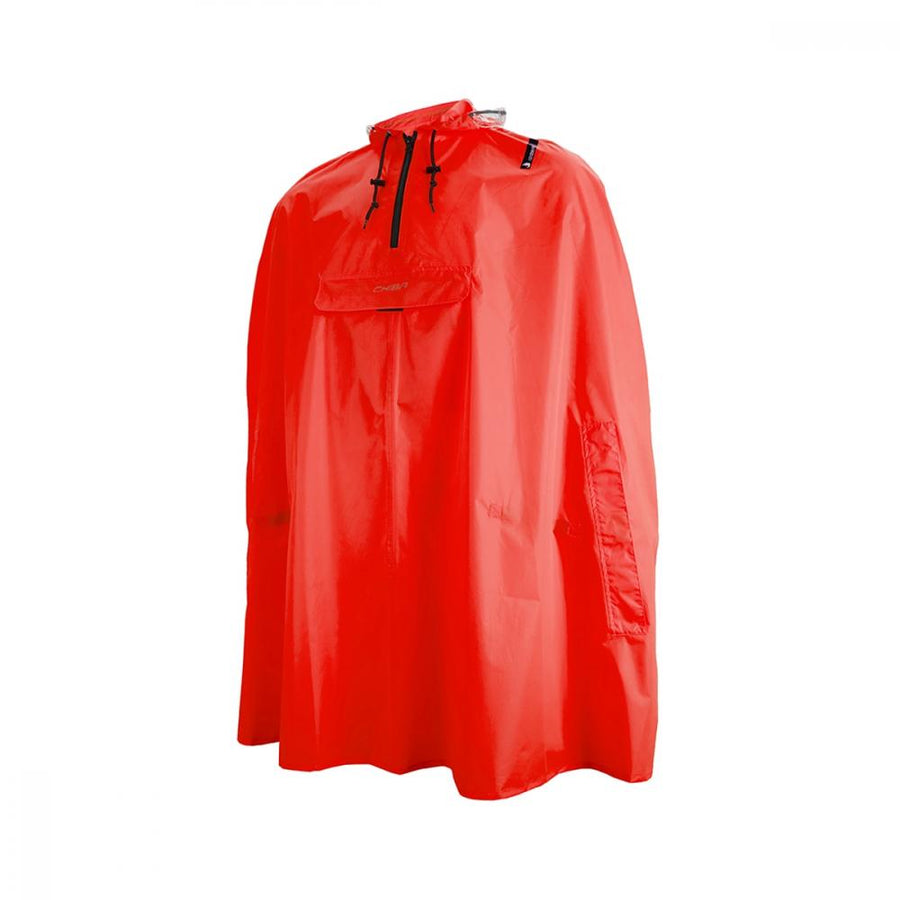 CHIBA Regenponcho - wasserdicht, winddicht, reflektierend, rot, Größe M/L