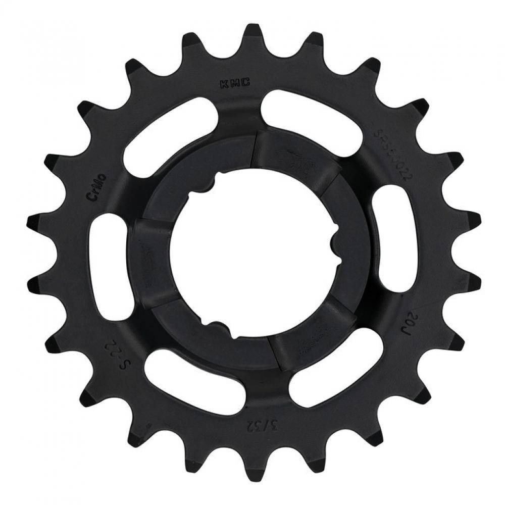 Schwarzes KMC E-Bike Ritzel 22 Zähne aus langlebigem CrMo Stahl, Antriebsritzel für E-Bikes.
