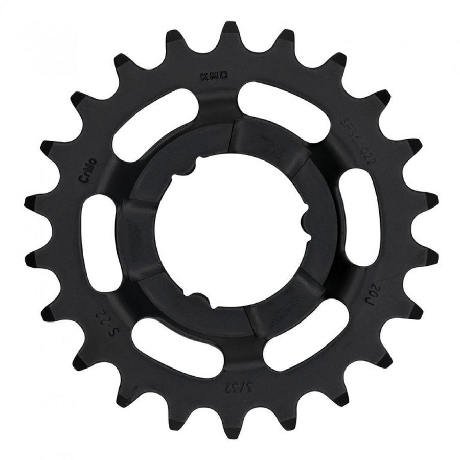 Schwarzes KMC E-Bike Ritzel 22 Zähne aus langlebigem CrMo Stahl, Antriebsritzel für E-Bikes.
