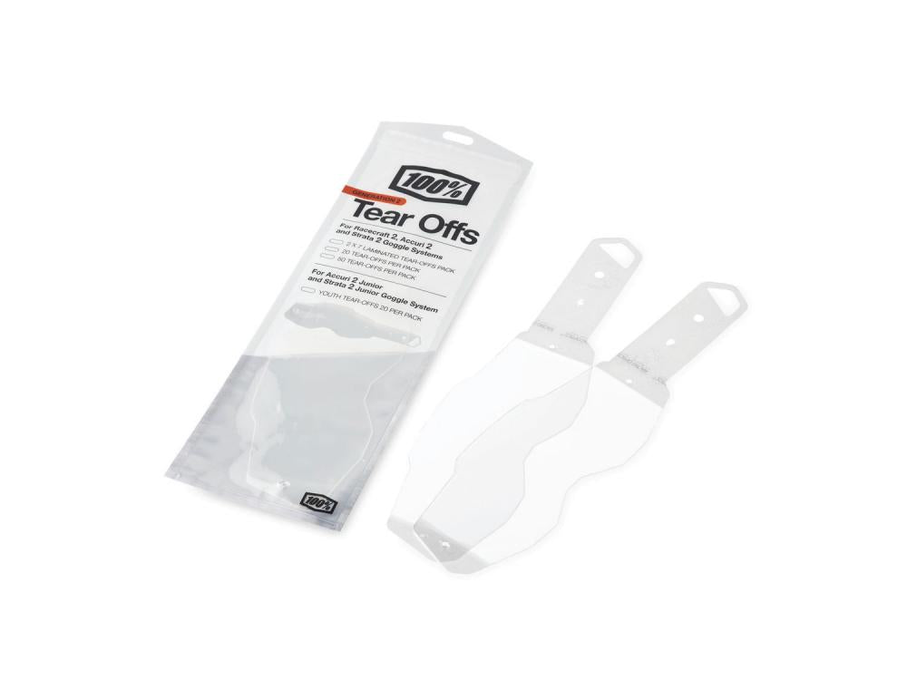 100% Gen 2 Standard Tear-Offs (20 pcs) unis no color - klare Sicht für MX- und Enduro-Brillen