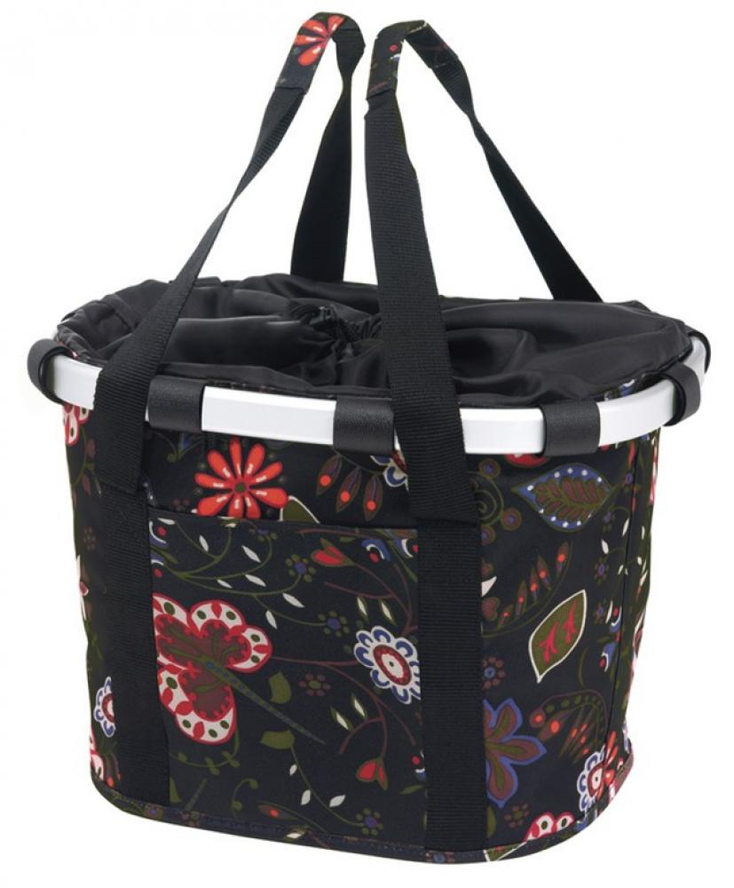 KLICKfix Fahrradkorb Fahrradtasche Bikebasket Reisenthel folklore schwarz 28x26x35 cm