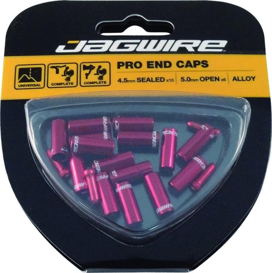 Jagwire Endkappenset Universal Pro 4 und 5 mm Rot - Gedichtete und offene Fahrrad-Endkappen