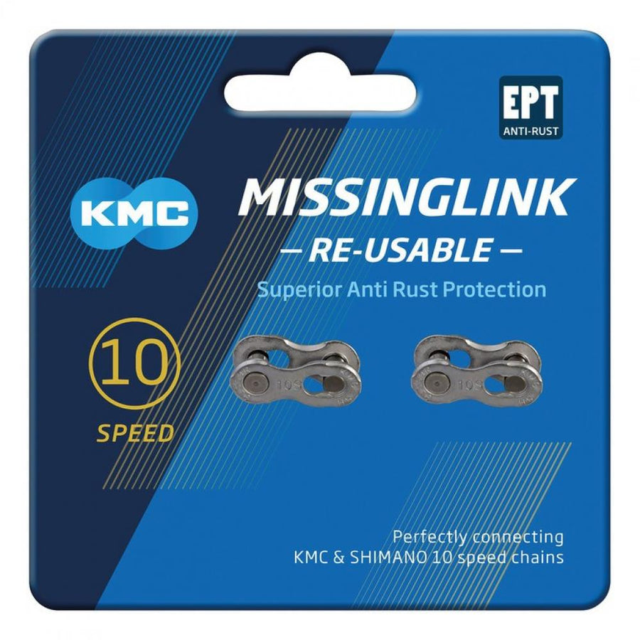 KMC CL-559RS EPT MissingLink 10-fach Kettenverschluss, silber, wiederverwendbar, kompatibel mit KMC und Shimano 10-fach Ketten, EcoProTeQ Beschichtung für erhöhten Rostschutz, 2 Stück