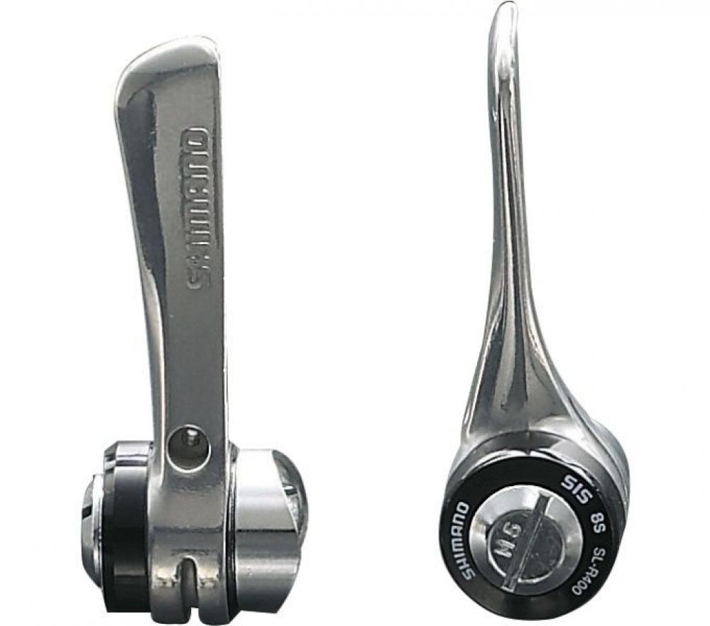Shimano, Schalthebel, SL-R400, Paar, 2/3x8-fach, Unterrohrschalthebel, inkl. Zug, silber, Befestigung anlöt, Originalverpackt