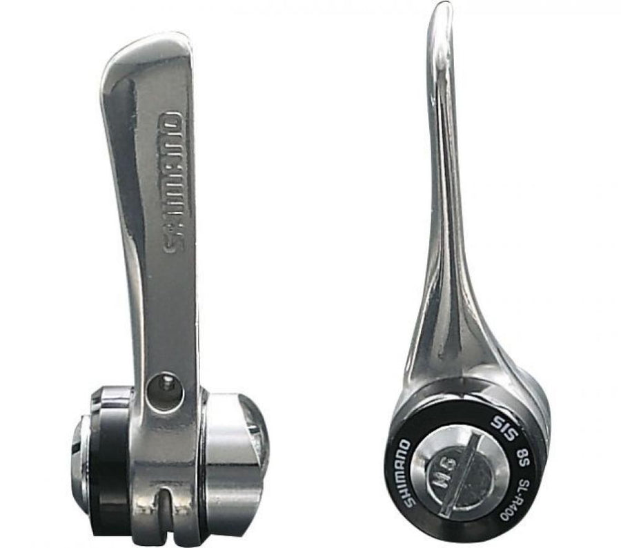 Shimano, Schalthebel, SL-R400, Paar, 2/3x8-fach, Unterrohrschalthebel, inkl. Zug, silber, Befestigung anlöt, Originalverpackt
