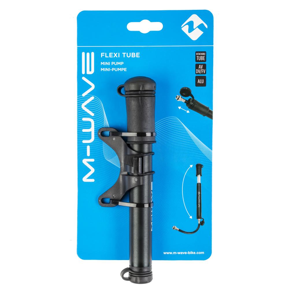 M-WAVE Flexi Tube Minipumpe Aluminium 190mm Leichtgewicht mit Flexschlauch für AV DV FV Ventile bis 6 bar