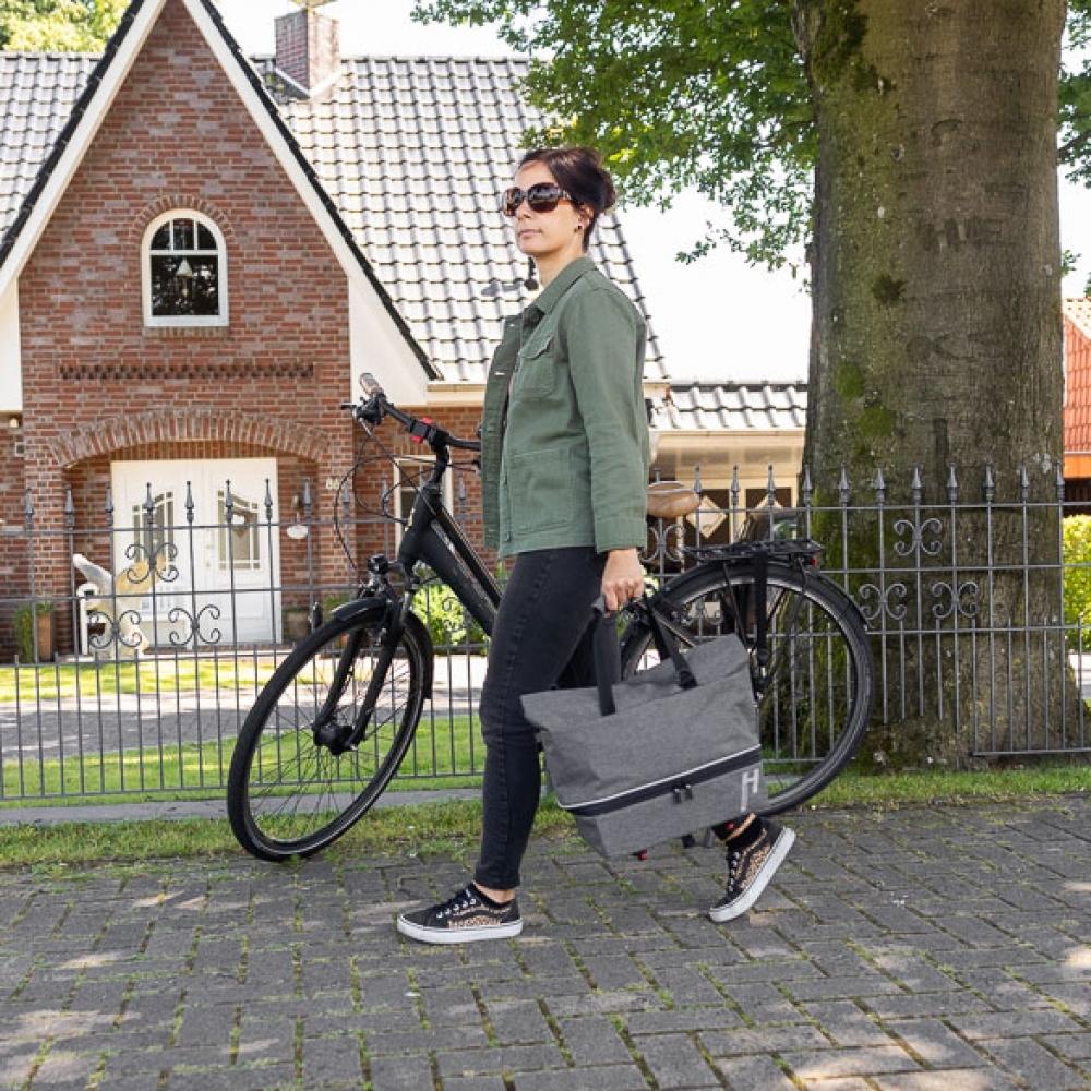 Haberland Gepäckträgeraufsatztasche Lena grau - flexible UniKlip 2 Transportlösung
