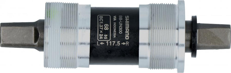 Shimano UN300 BSA Innenlager 68/117,5 mm mit Vierkantachse für geschraubte Tretlagergehäuse.