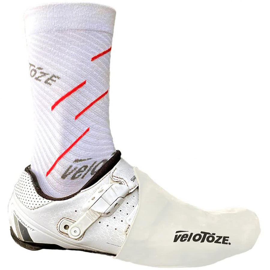 VeloToze Überschuh Toe Silicone Onesize Weiß - wasserdichter Zehenschutz für Radschuhe