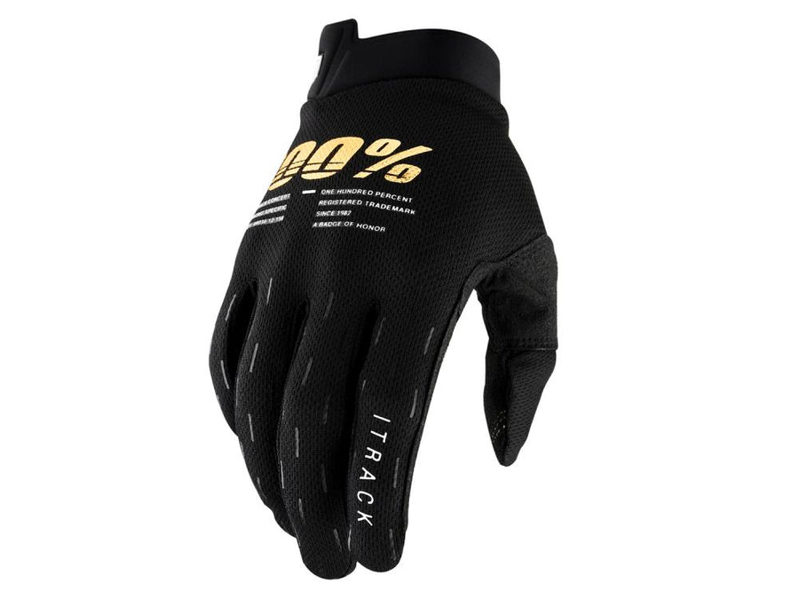 100% iTrack Youth Gloves S black - leichter Kinder-MTB-Handschuh mit Top-Grip