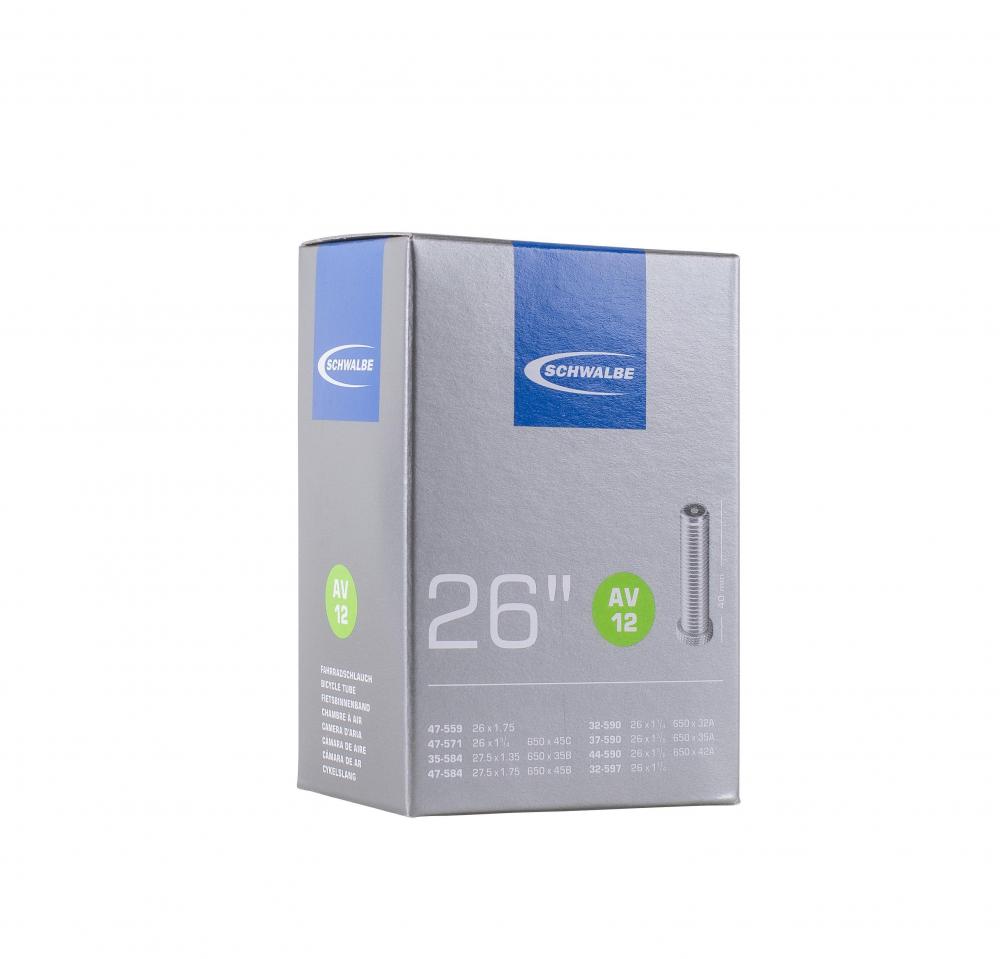 Schwalbe AV12 Fahrradschlauch 26 × 1 1/8-1.75" (30/47-559/597) - Auto-Ventil 40 mm