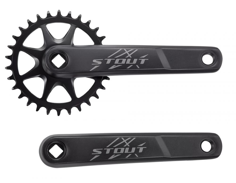 STOUT CRK STOUT - Kurbelarm - 175MM L+R ARMS ALLOY SQUARE-TAPER 30T RIVETED RING 1X10-SPD BLACK