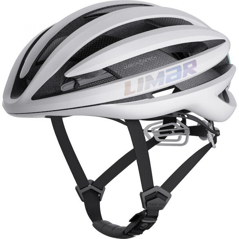 Weißer Limar Air Pro Carbon-Coretech Rennradhelm, ultraleicht.