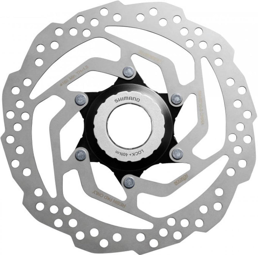 Shimano SM-RT10 160mm Center Lock Bremsscheibe für zuverlässige Bremsleistung am Fahrrad.