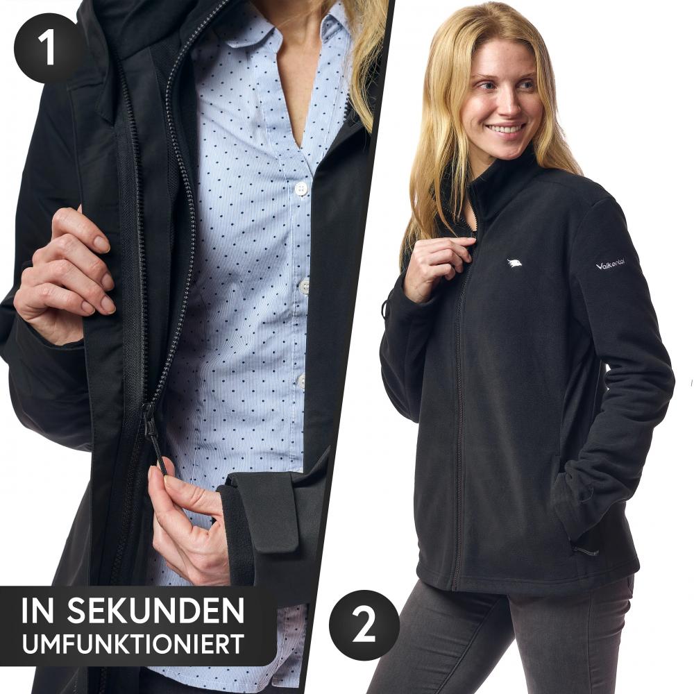 Valkental Damenjacke 3in1 Smart Jacket wasserdichte Jacke mit Fleece Zipp-In L schwarz