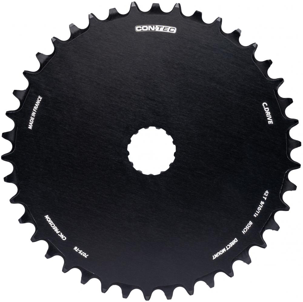 CONTEC Kettenblatt "C.Drive DM"nDirect Mount, 9-/10-/11-fach, 3/32", Narrow-Wide (NW) Zahnprofil, Aluminium 7075, schwarznSB-verpackt, 47,5mm Kettenlinie (Standard), Chainglider kompatibel, passend für Bosch Antrieb Gen. 3, 42 Zähne