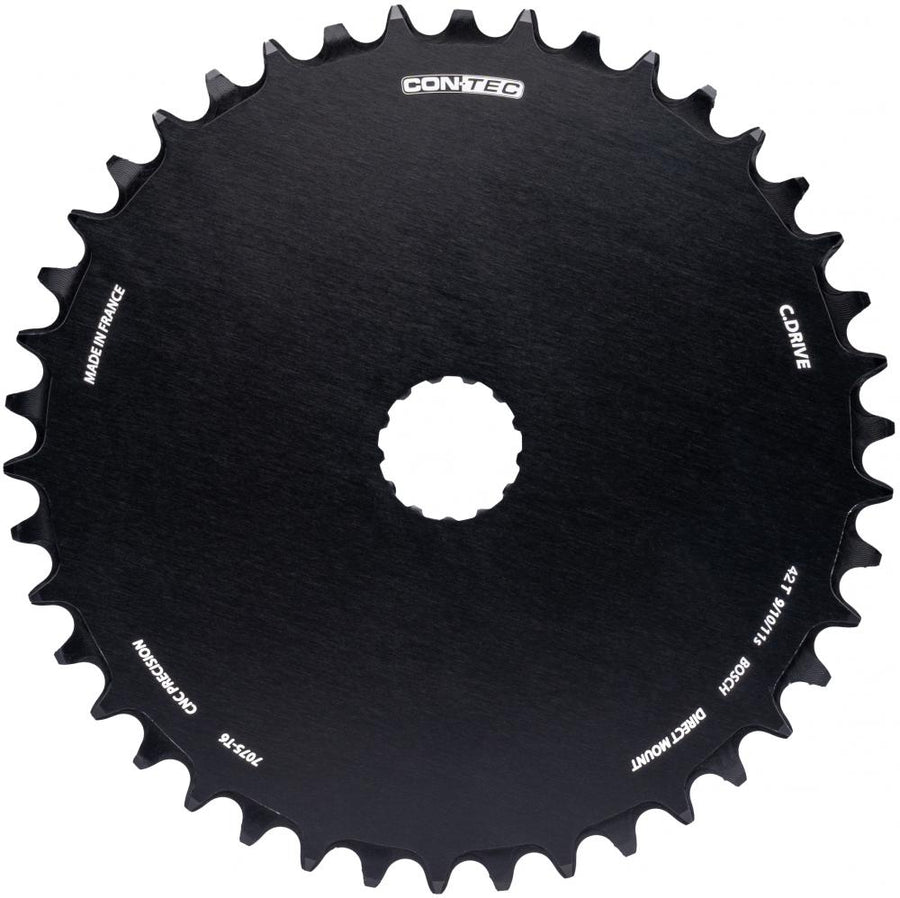 CONTEC Kettenblatt "C.Drive DM"nDirect Mount, 9-/10-/11-fach, 3/32", Narrow-Wide (NW) Zahnprofil, Aluminium 7075, schwarznSB-verpackt, 47,5mm Kettenlinie (Standard), Chainglider kompatibel, passend für Bosch Antrieb Gen. 3, 42 Zähne