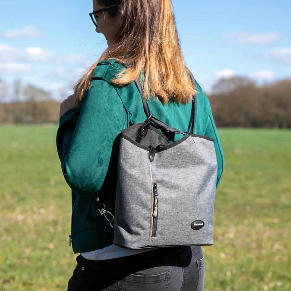 Haberland Lenkertasche Melanie grau - flexible Rucksack-Lenkertasche mit KLICKfix
