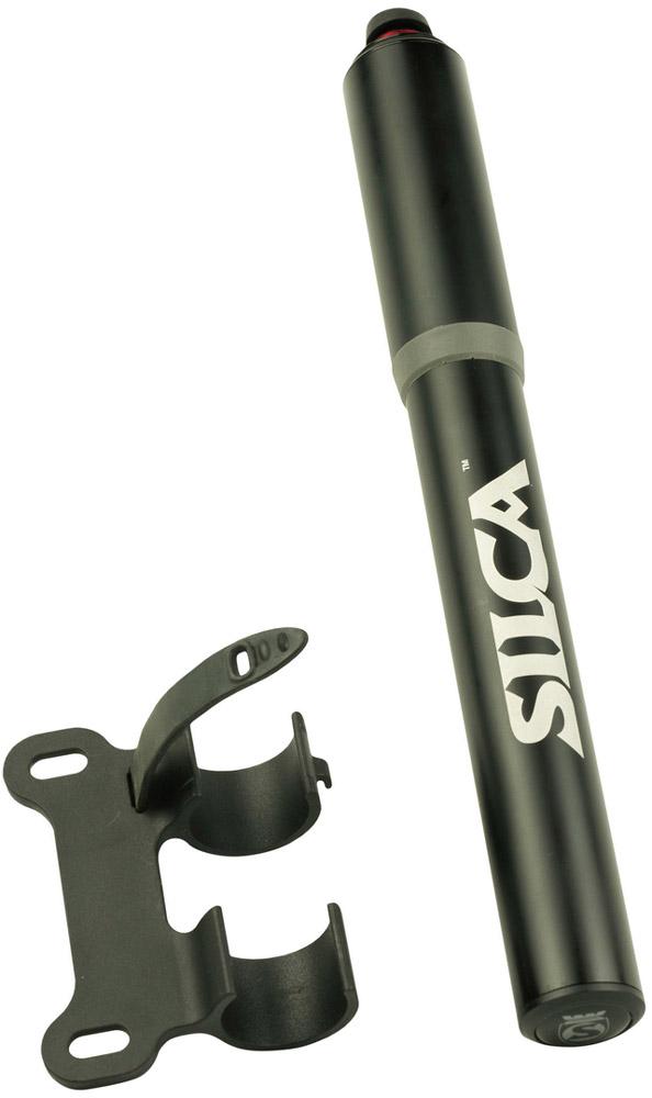 SILCA Gravelero Minipumpe  35 % mehr Volumen pro Hub, ausziehbarer Schlauch, kompatibel mit Presta- und Schrader-Ventilen, max. 5,5 bar, inkl. Halterung