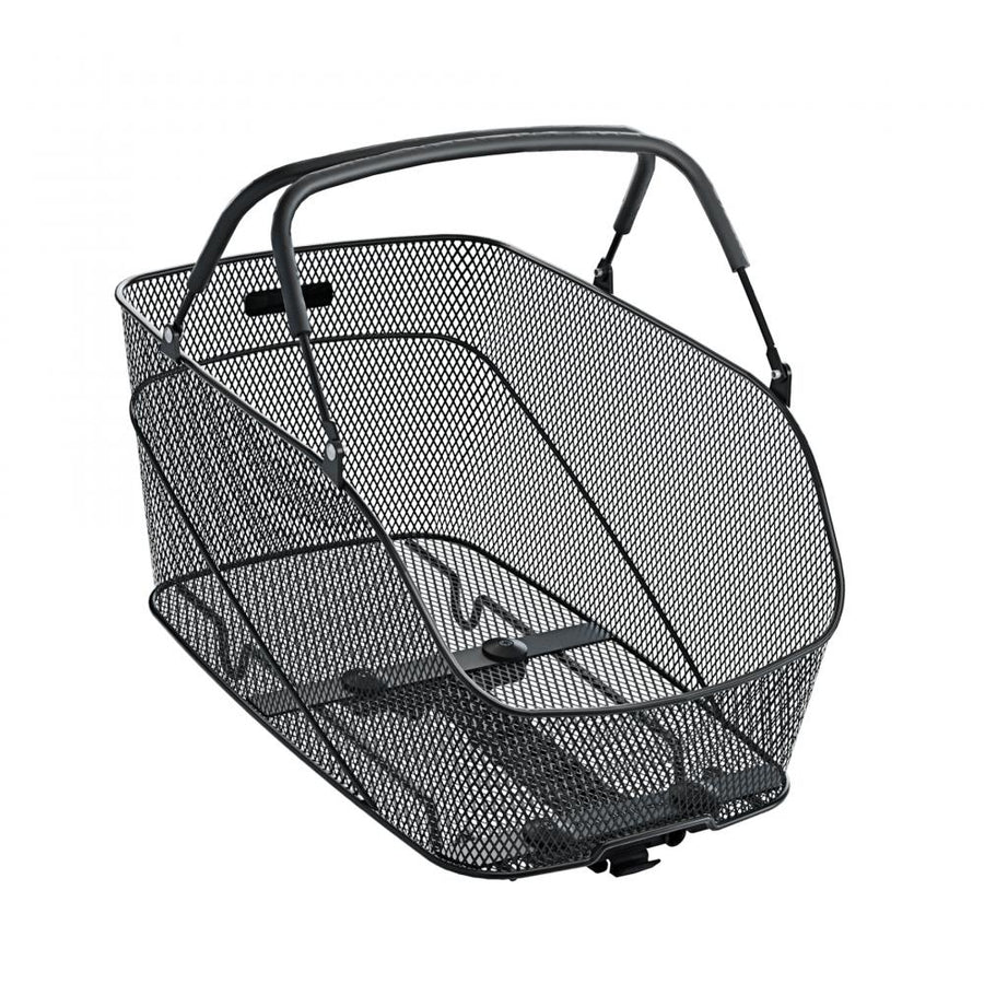 Schwarzer Racktime Baskit Trunk 2.0 large Fahrradkorb mit SNAPIT 2.0 System und 28 Litern Volumen.
