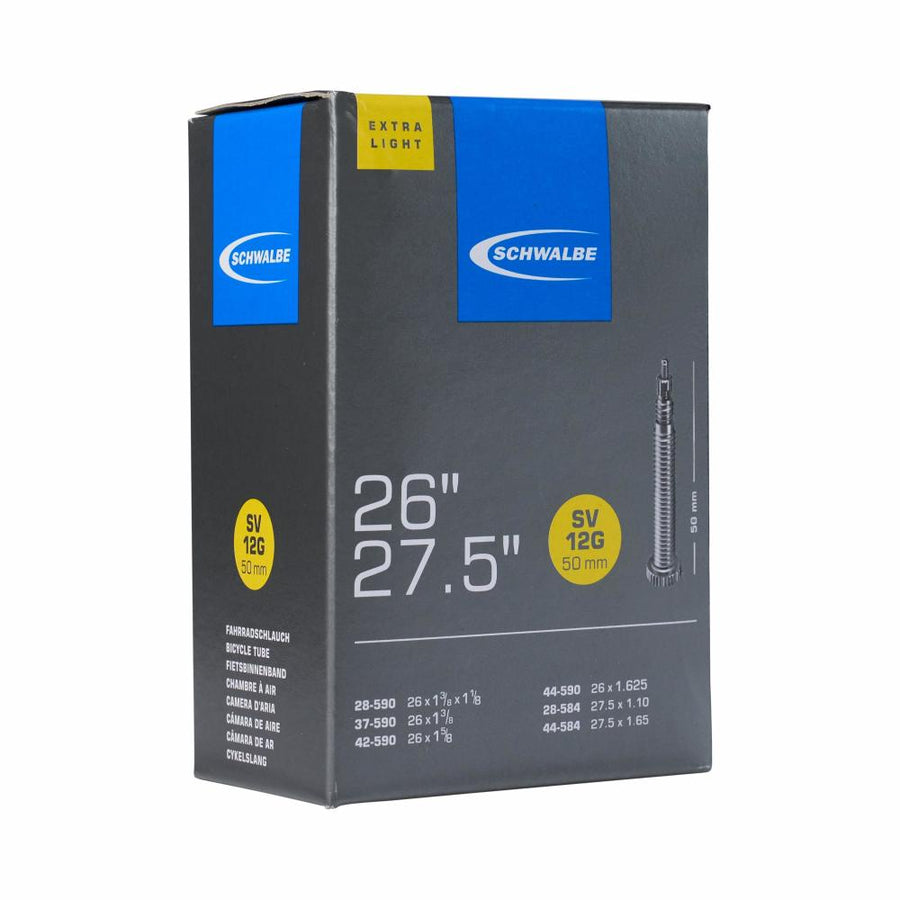Schwalbe Fahrradschlauch SV12G Extra Light 26/27,5 x 1.10-1.75 Zoll, Sclaverand-Ventil 50mm.
