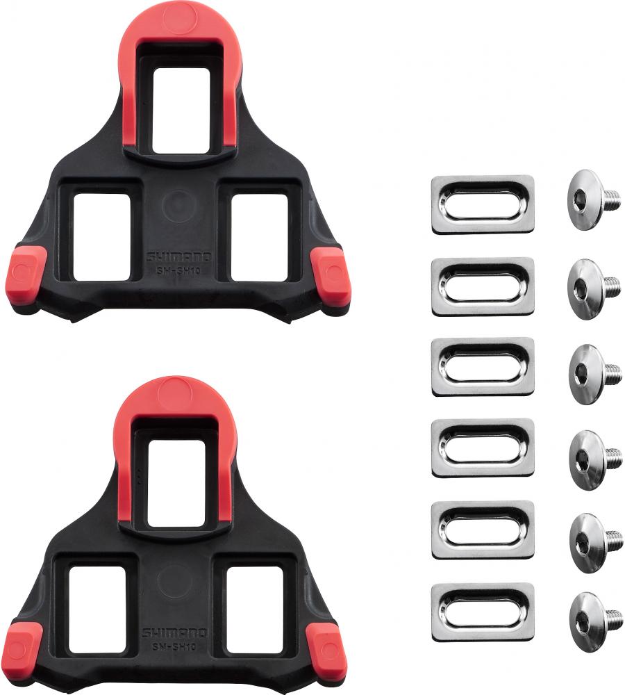SHIMANO Schuhplatten SM-SH10 SPD-SL rot - präziser Kraftschluss für Rennradpedale