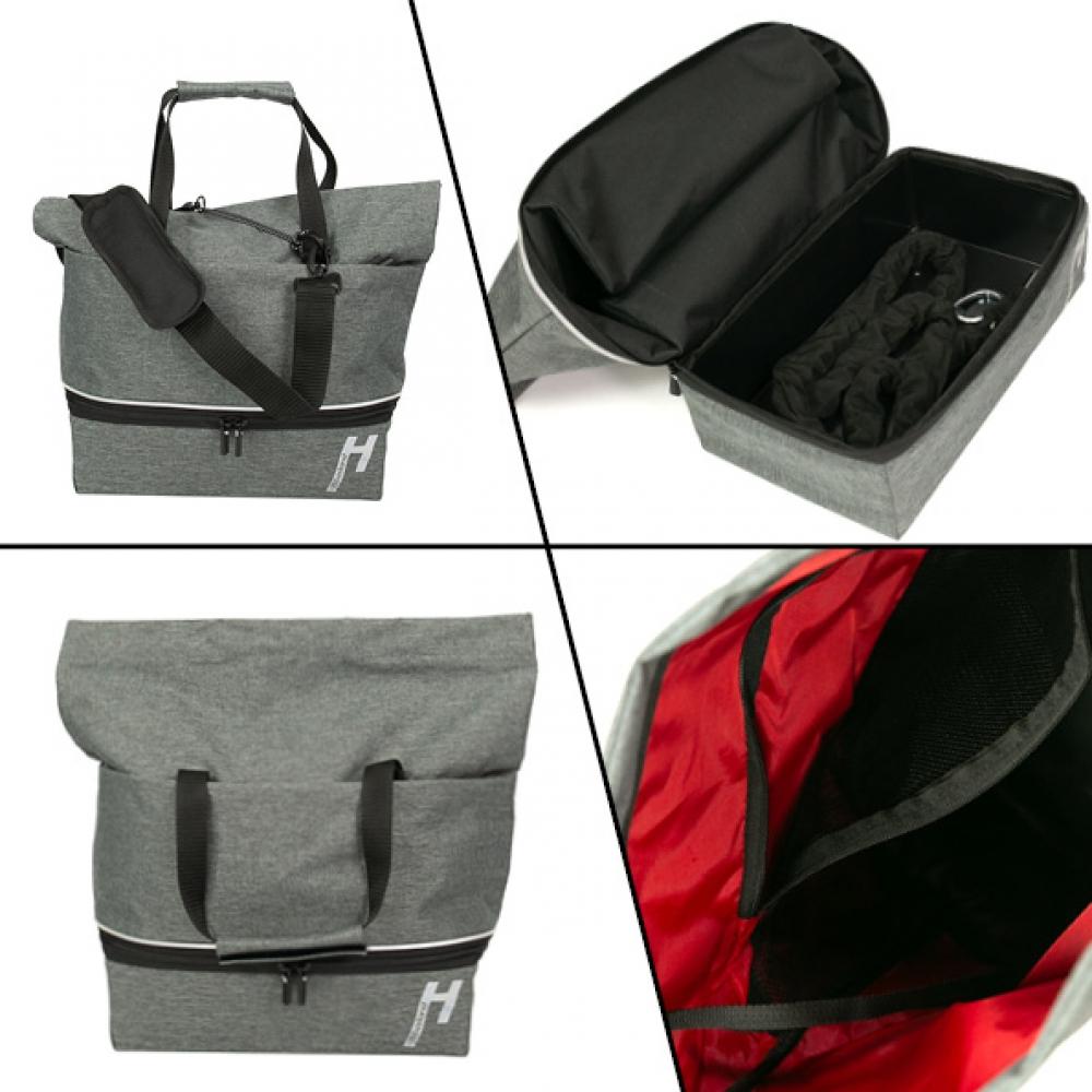 Haberland Gepäckträgeraufsatztasche Lena grau - praktische Racktime 1.0 Transportlösung