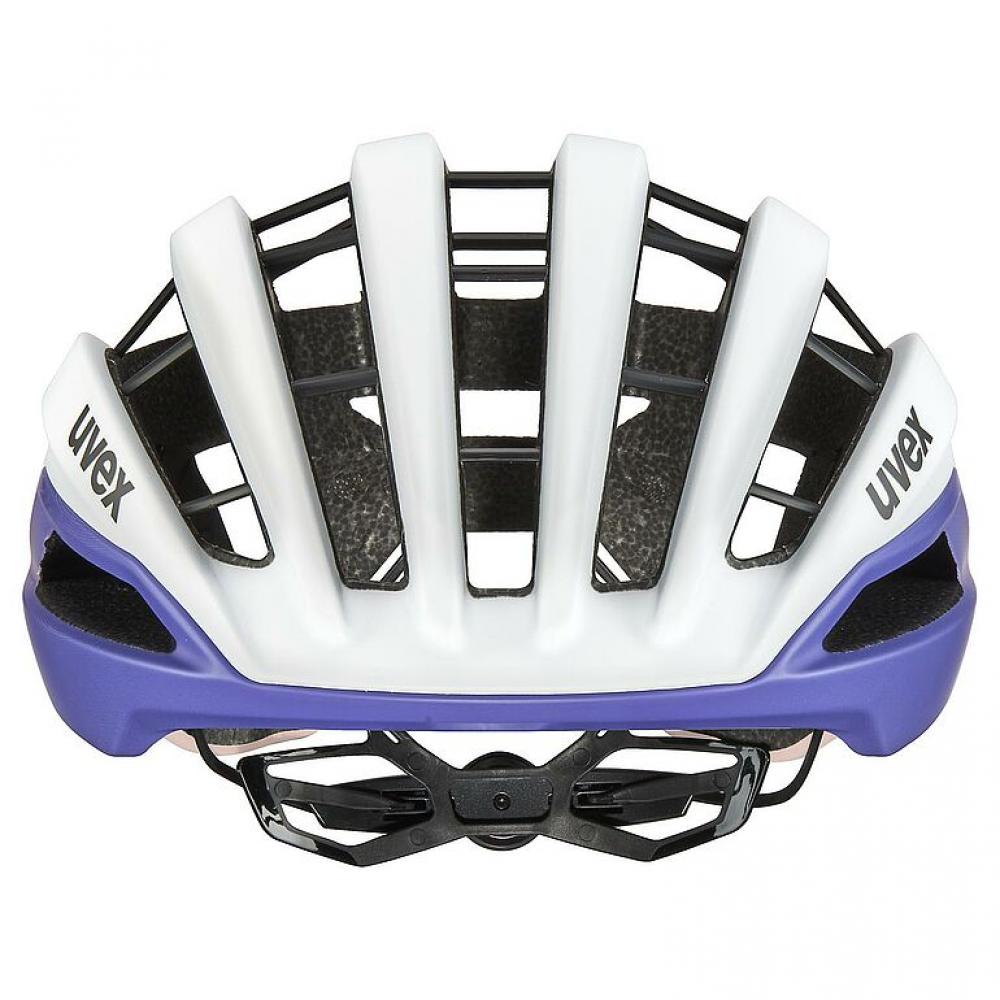 uvex surge aero MIPS Rennradhelm, mit Aero-Cover, MIPS®-Technologie, Brillengarage, reflektierende Details, white-lilac apricot matt, Größe 59-61 cm