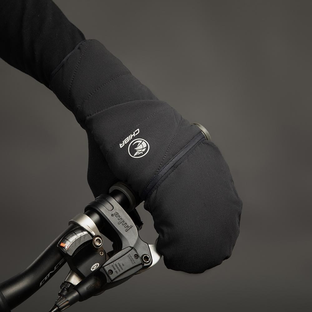 CHIBA Polarfleece Titan - Radhandschuhe schwarz S, winddicht, warm, Touchfunktion