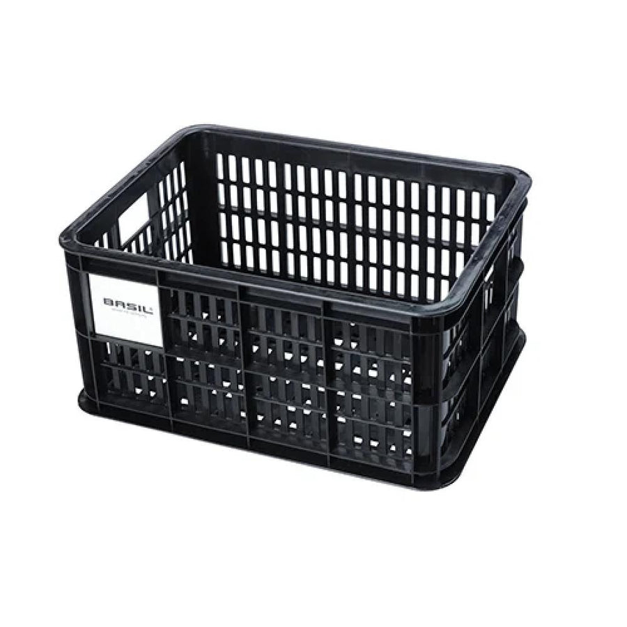 Basil Crate S Fahrradkiste schwarz 17,5L aus Recycling-Kunststoff für Damen-, Herren- und Kinderfahrräder.