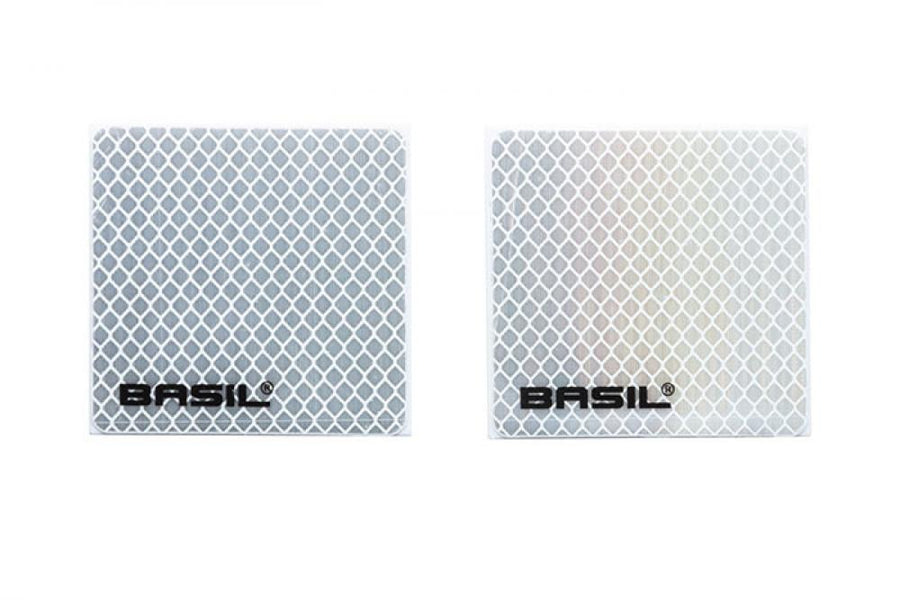 Basil Reflektoren silber 7x7cm für Crate Körbe zum Einklicken, mit Gittermuster, im Doppelpack.