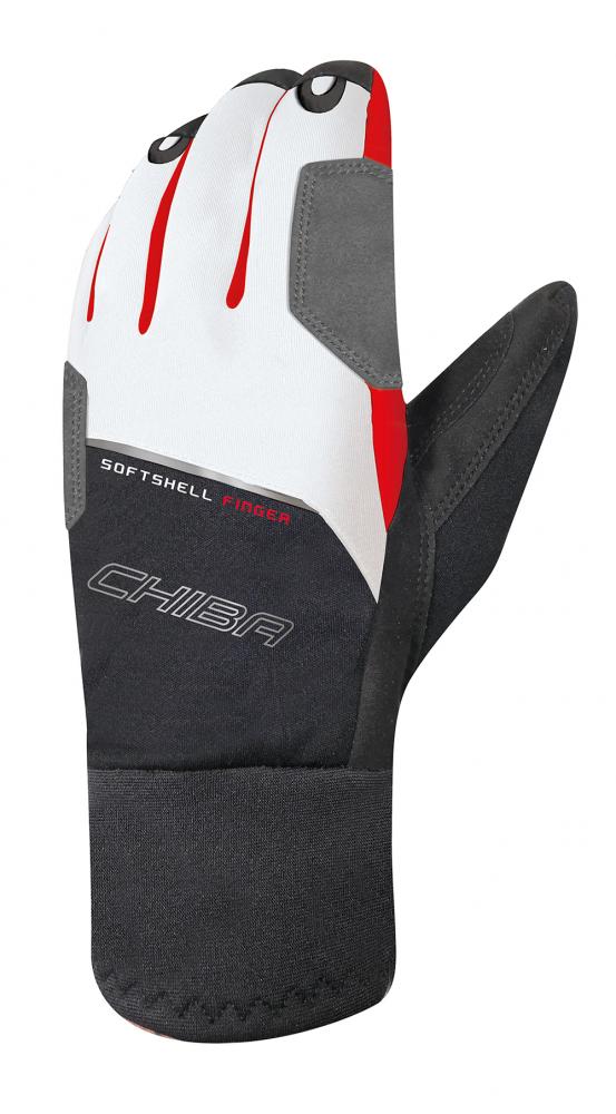 CHIBA Softshell Finger - Radhandschuhe weiß/rot, Größe 6,5, winddicht & atmungsaktiv