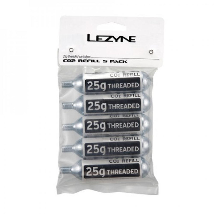 LEZYNE CO2 Kartusche 5 Stück silber mit weißen Aufklebern 25g