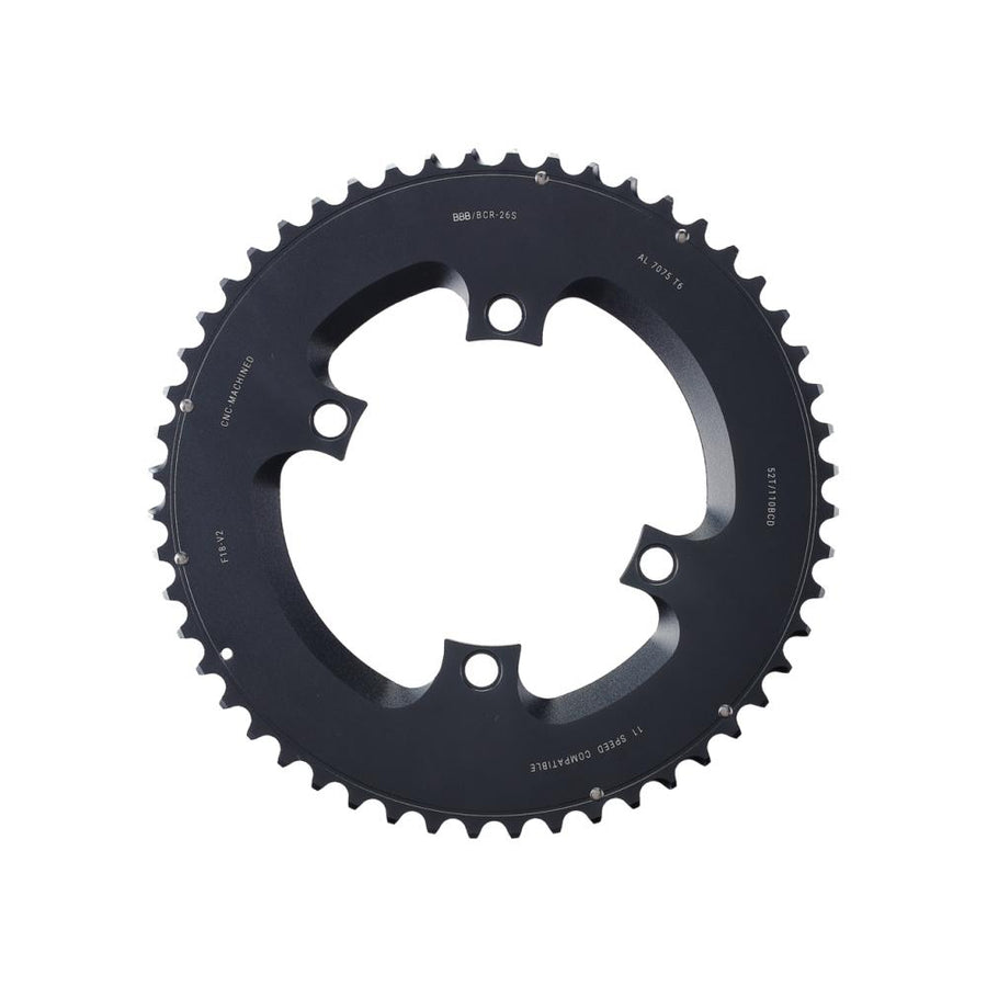 BBB Cycling Kettenblatt Eleven Gear 52T/110mm anthrazit - präziser Antrieb für Rennräder