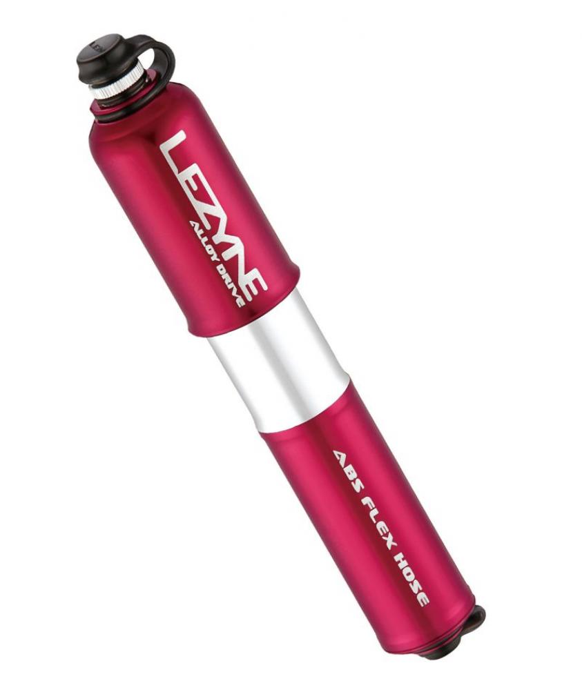 LEZYNE, Pumpen, High-End Minipumpe, CNC ALLOY DRIVE, rot, Aluminium, Aluminiumkolben u. -zylinder, Schlauch wird im Griff aufbewahrt, AV / SV, 90psi / 6bar, Größe M (21,4cm), Gewicht 128g