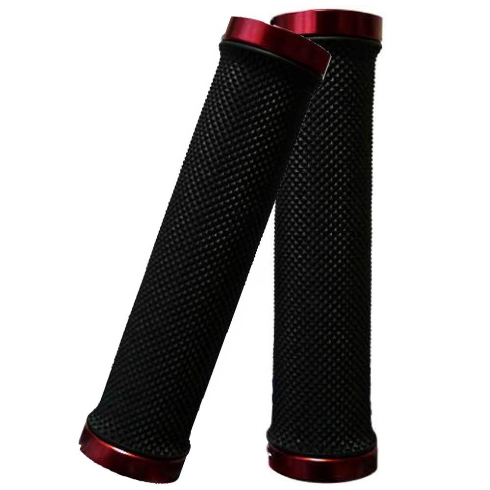 Ergotec MTB Lenkergriffe Bilbao RSK-09/2 schwarz-rot, 135mm, aus Kraton und Alu mit Schraubklemmung.