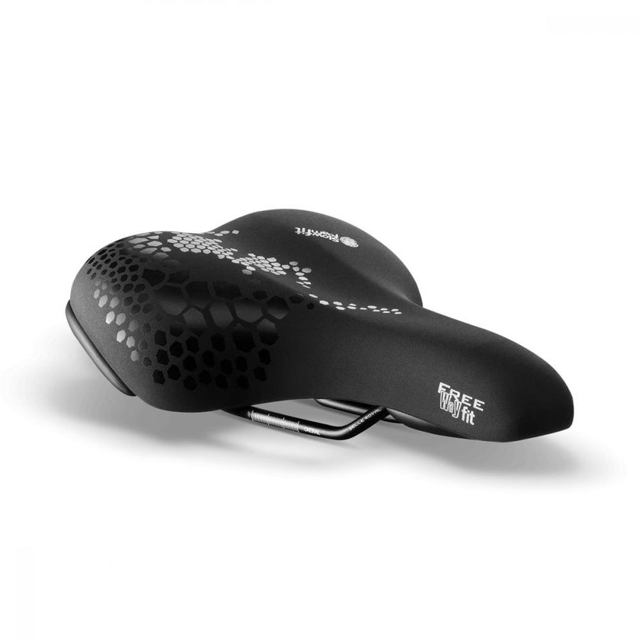 Schwarzer Selle Royal Freeway Fit Fahrradsattel, ergonomischer City-Sattel mit Flexfit und FREE Way fit Schriftzug.