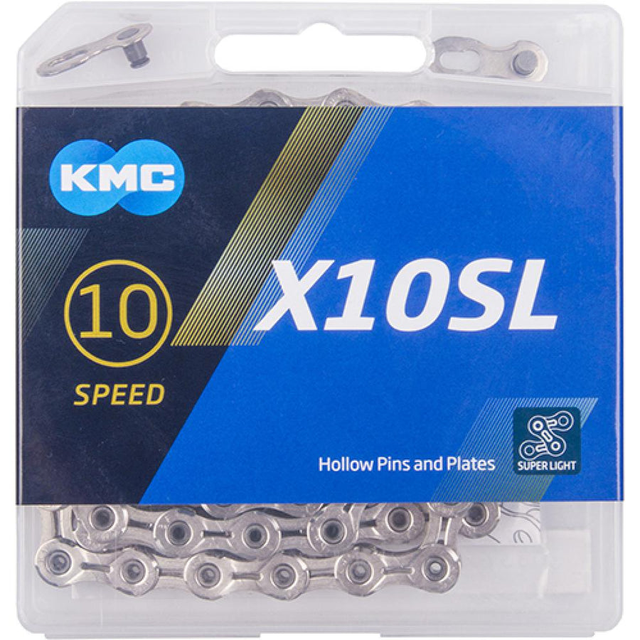 KMC X10SL 10-fach Fahrradkette, 114 Glieder, vernickelt, 253g, kompatibel mit Shimano, SRAM, Campagnolo, für MTB, Rennrad, Trekking