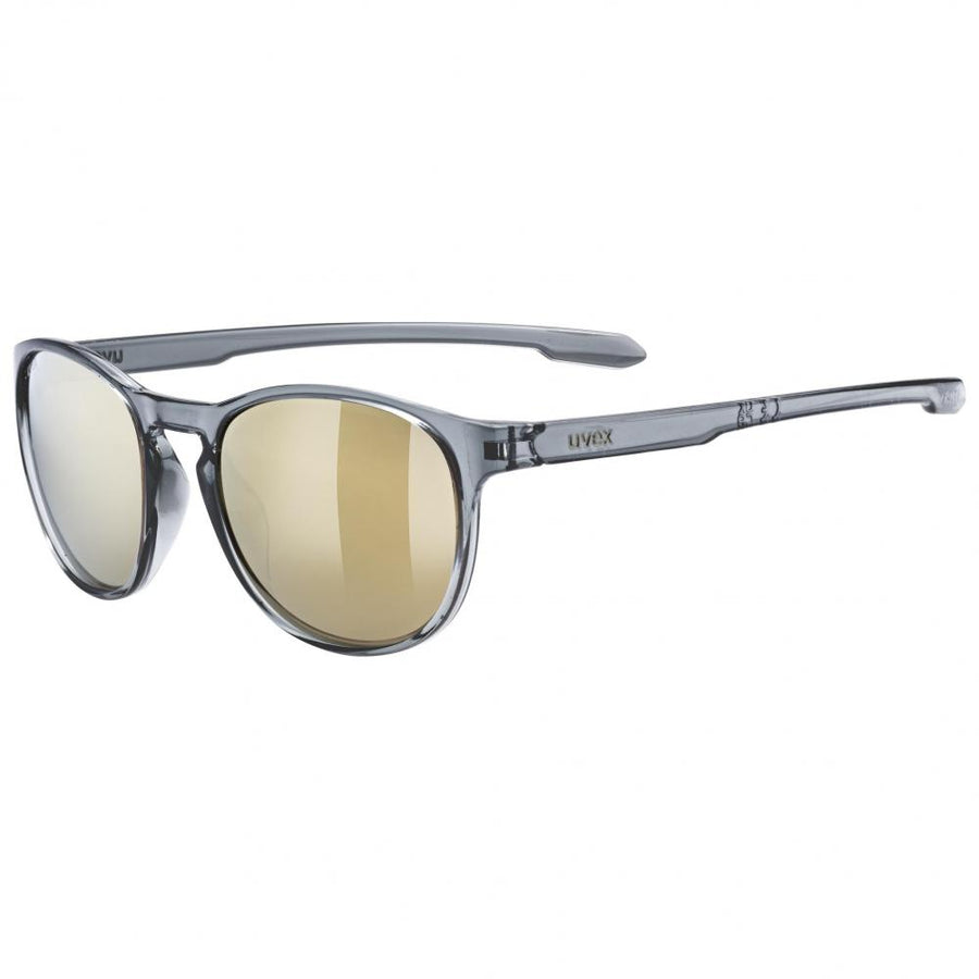 Uvex LGL 53 Sonnenbrille, Smoke-Rahmen, Mirror Gold Gläser, UV-Schutz 100%, Filterkategorie 3, Unisex, Einheitsgröße