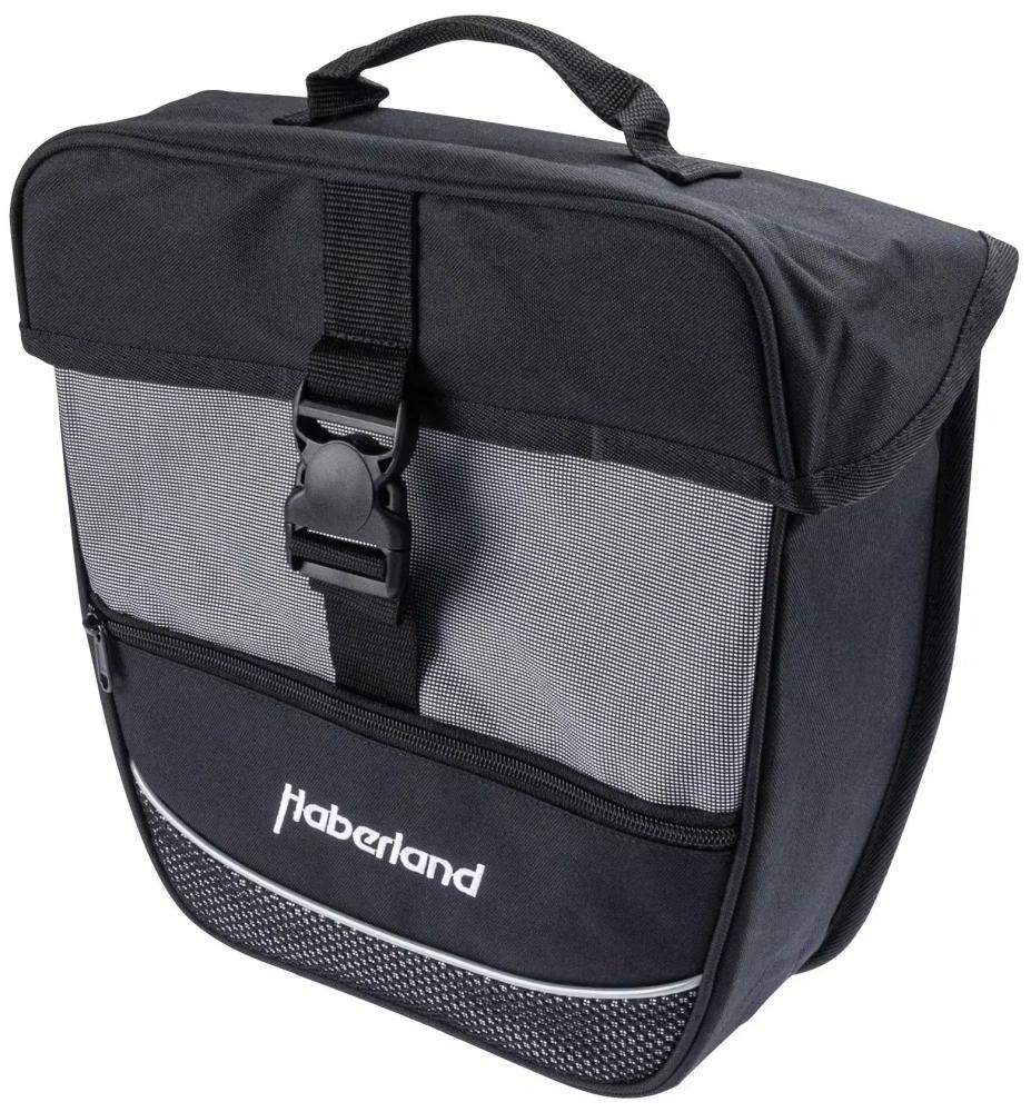 Haberland Einsteiger-Serie schwarz / silber - robuste Gepäckträgertasche für Alltag und Tour